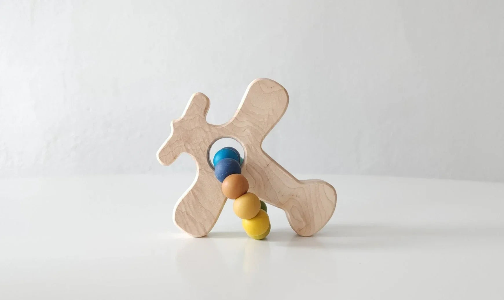 Airplane Wood Grasping Toy With Teething Beads - BIG FRENCHIES