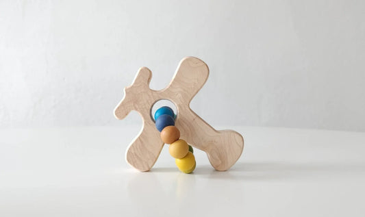 Airplane Wood Grasping Toy With Teething Beads - BIG FRENCHIES