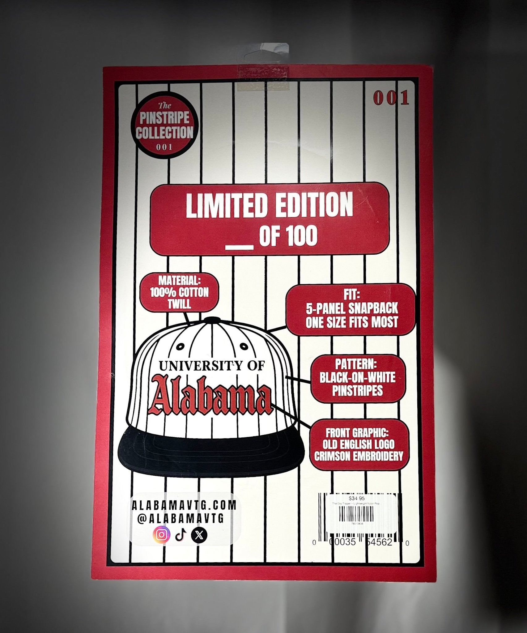 Alabama Old English Snapback Hat - Pinstripe Collection (Vol. 1) - BIG FRENCHIES