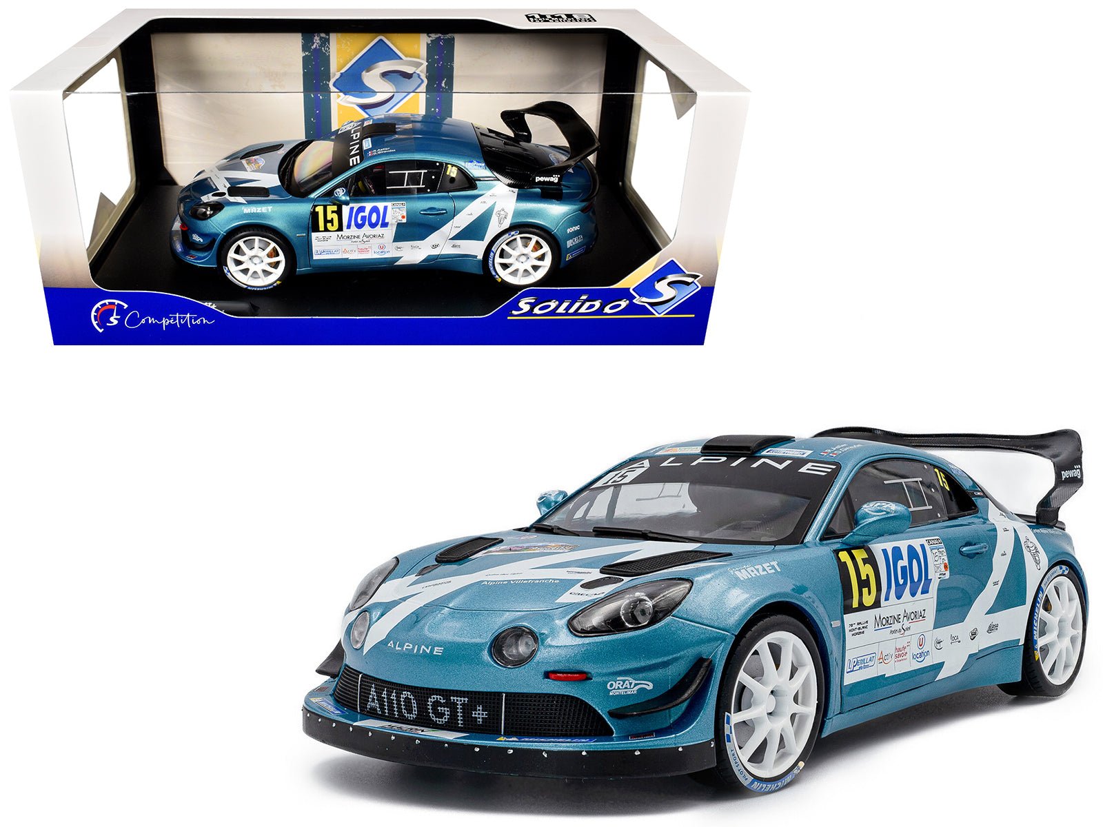 Alpine A110 Rallye GT+ #15 Raphael Astier - Denis Giraudet "Rallye Du Mont Blanc" (2024) "Competition" Series 1/18 Diecast Model Car by Solido  free shipping USA