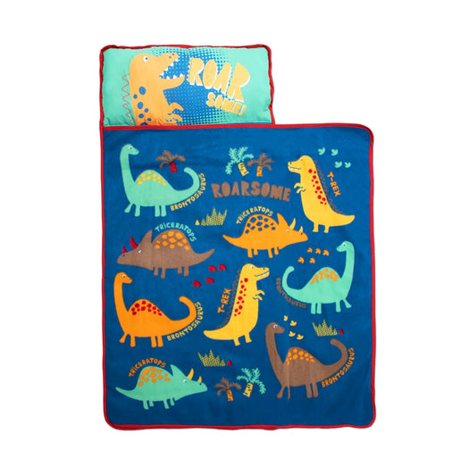 NoJo Dinosaurs Toddler Nap Mat - Includes Attached Pillow and Fleece Blanket - BIG FRENCHIES