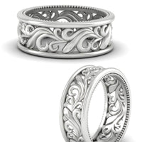 Antique Mens Wide Filigree Band