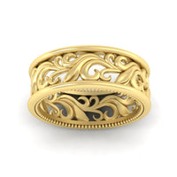 Antique Mens Wide Filigree Band