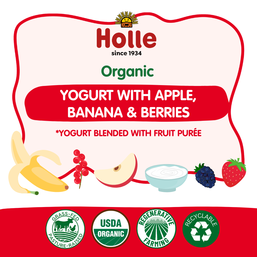 Holle Organic Yogurt Pouches - Apple, Banana & Berries