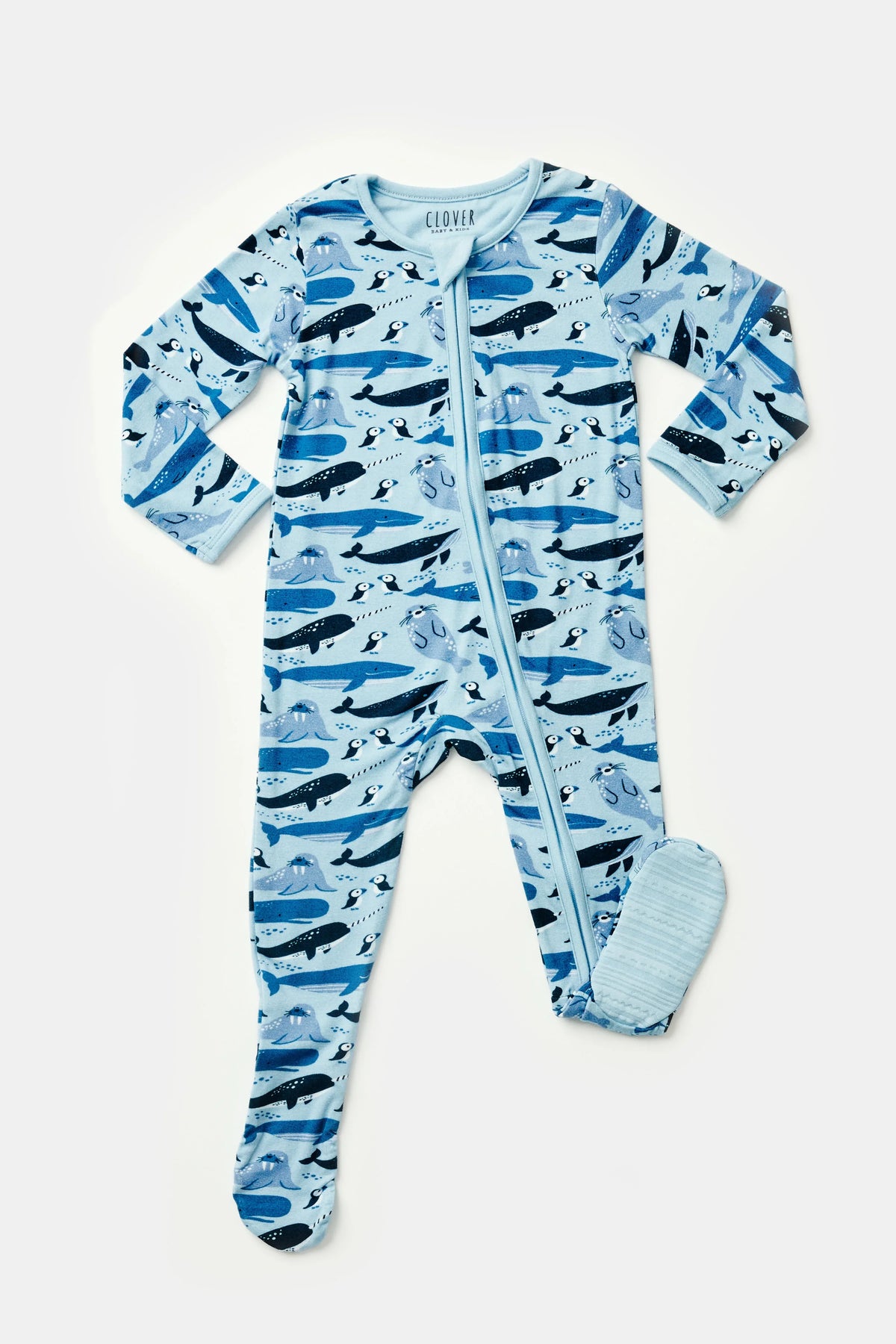 Soft & Stretchy Zipper Footie - Ocean Animals - BIG FRENCHIES