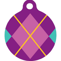 Purple Argyle Plaid HD Dog ID Tag