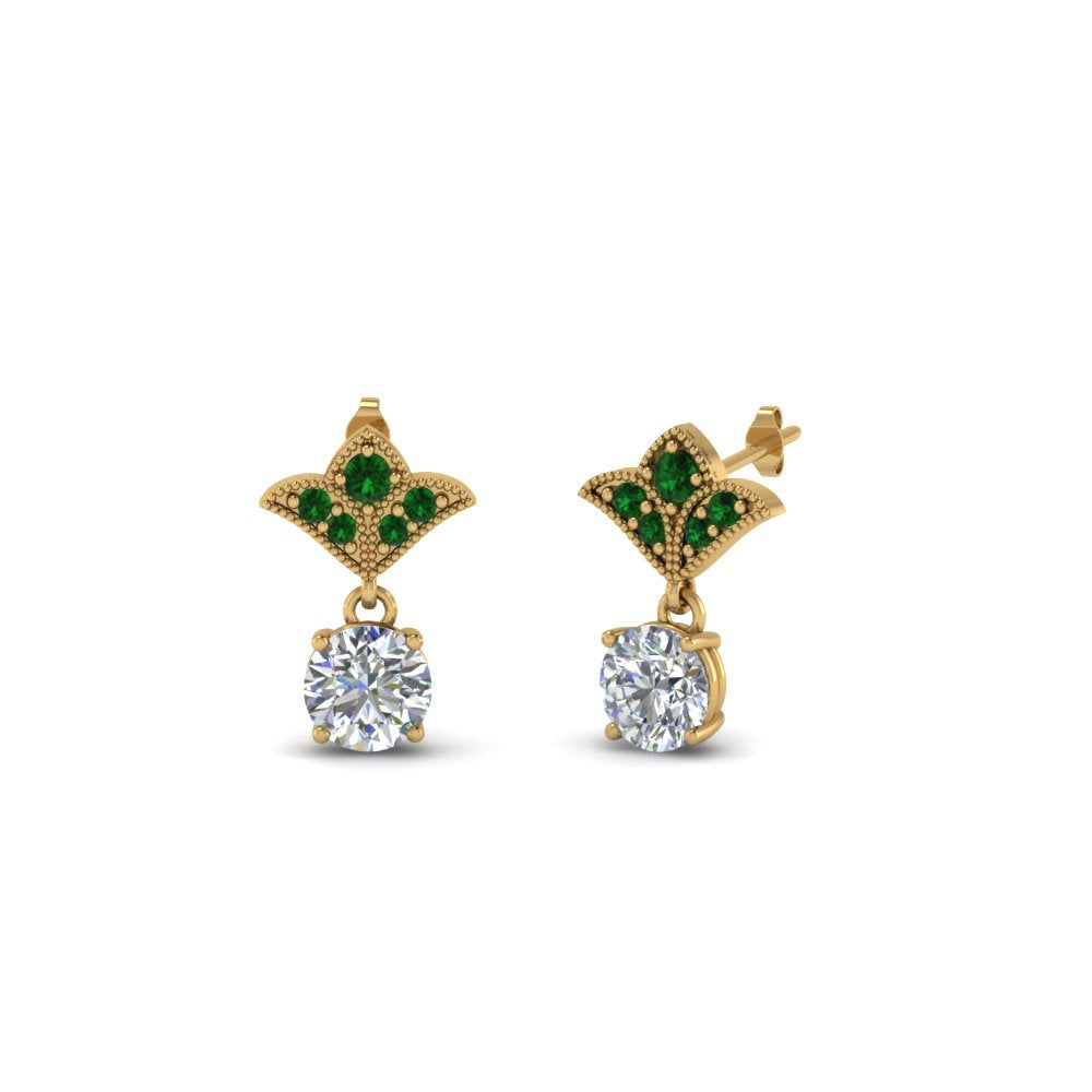 Art Deco Inspired Round Drop Earring Half Carat