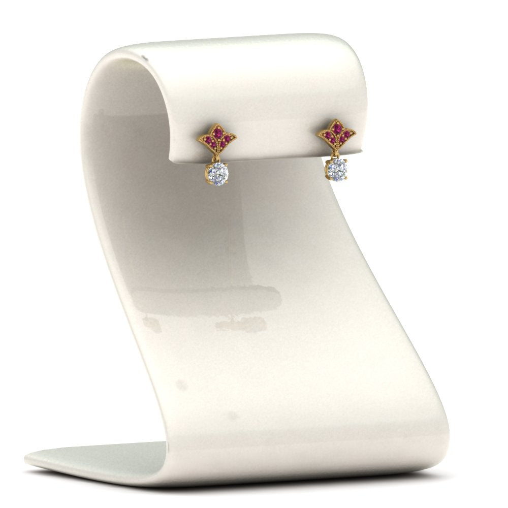 Art Deco Inspired Round Drop Earring Half Carat