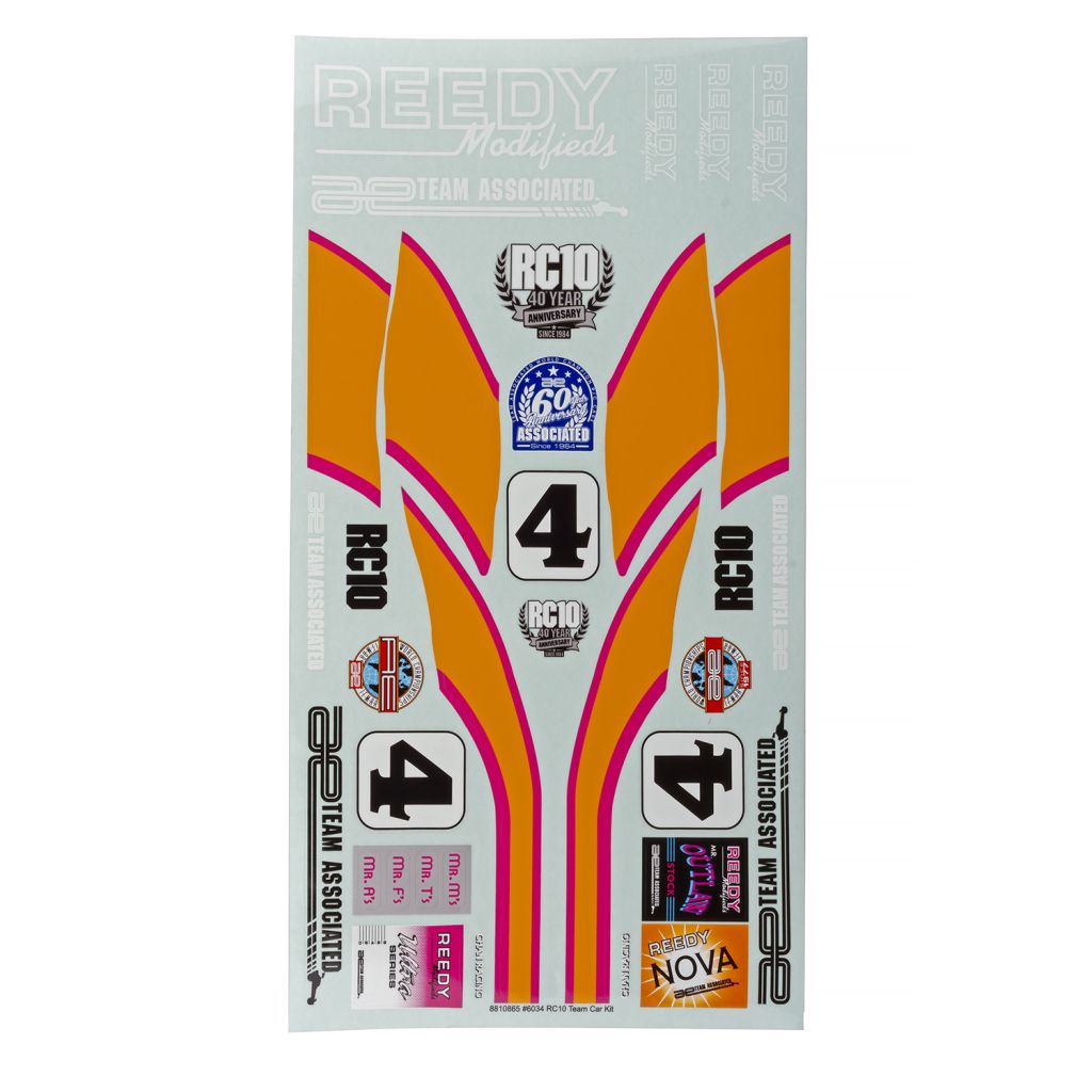 Team Associated RC10 Team Car Kit Decal Sheet  6120