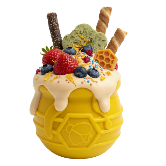 Honey Pot Dog eCup Treat Dispenser | Durable PUP-X Rubber Enrichment Toy | USA Made - BIG FRENCHIES