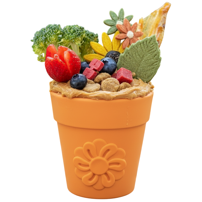 Large Flower Pot eCup Dog Treat Dispenser | Durable USA-Made Enrichment Toy | SodaPup - BIG FRENCHIES