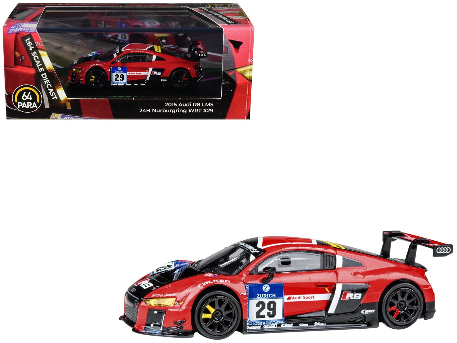 Audi R8 LMS #29 Nicki Thiim - Christer Jons - Pierre Kaffer "Audi Sport Team WRT" "24 Hours of Nurburgring" (2015) 1/64 Diecast Model Car by Paragon Models  free shipping USA