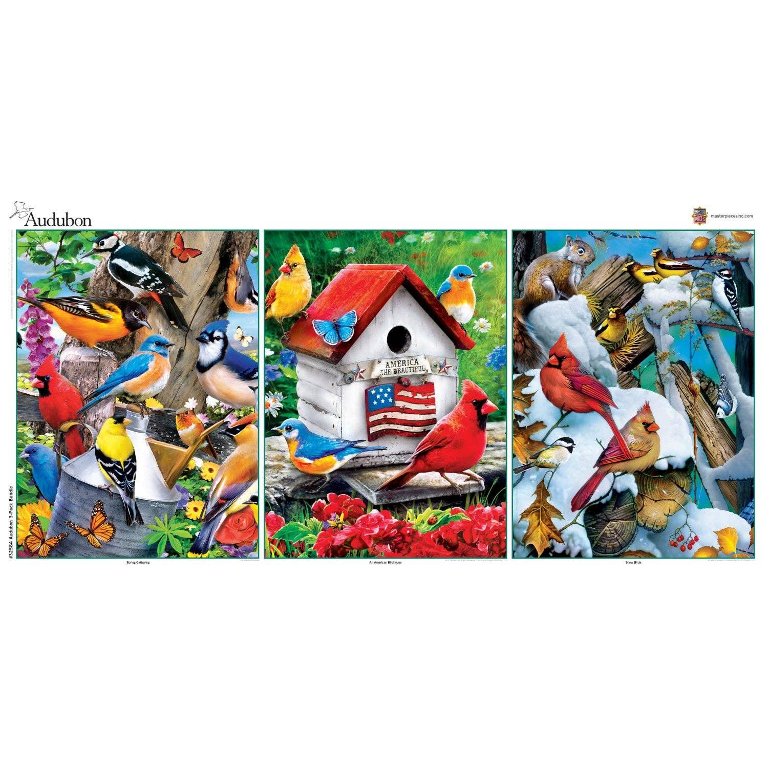 Audubon - 500 Piece Jigsaw Puzzles 3 Pack by Masterpieces - BIG FRENCHIES