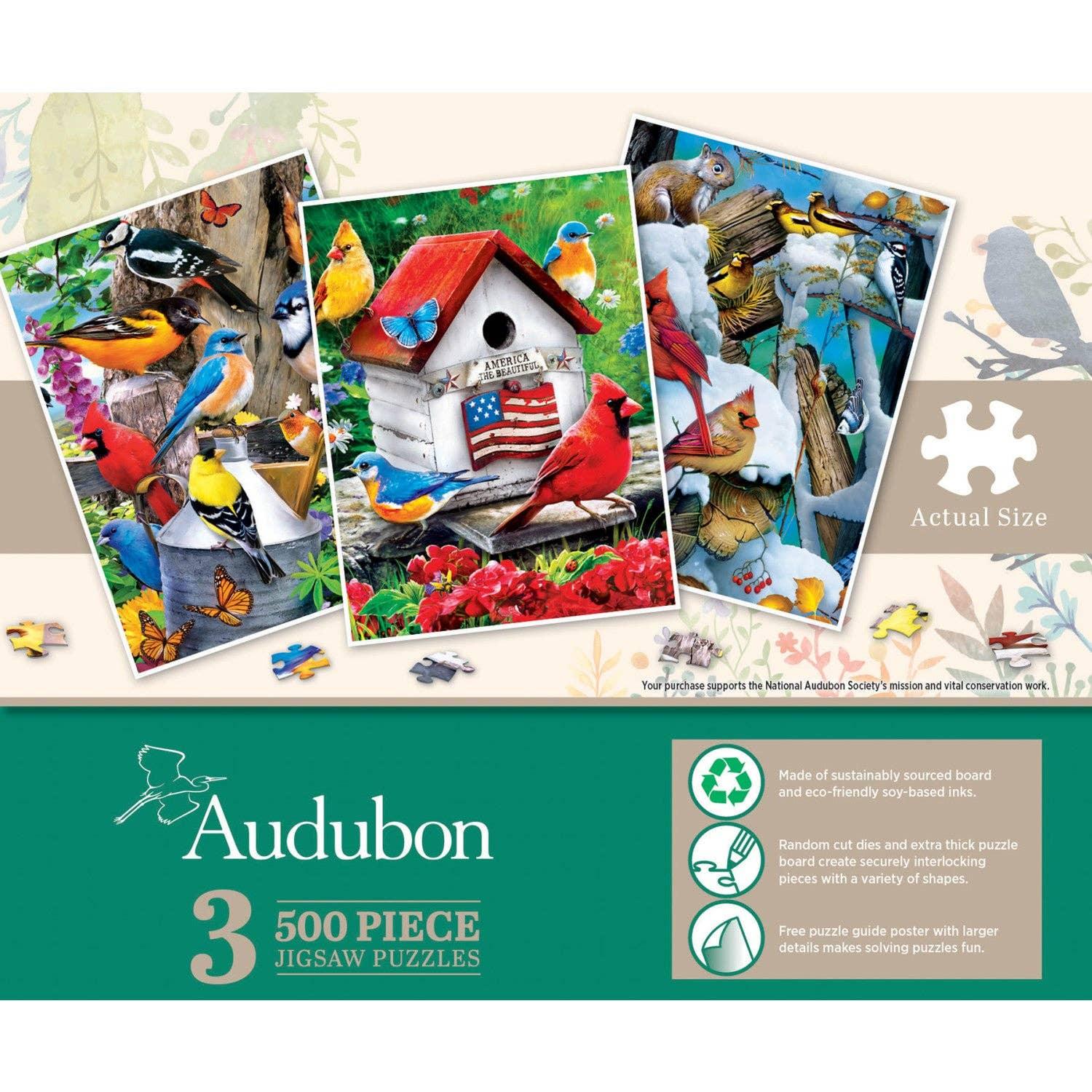 Audubon - 500 Piece Jigsaw Puzzles 3 Pack by Masterpieces - BIG FRENCHIES