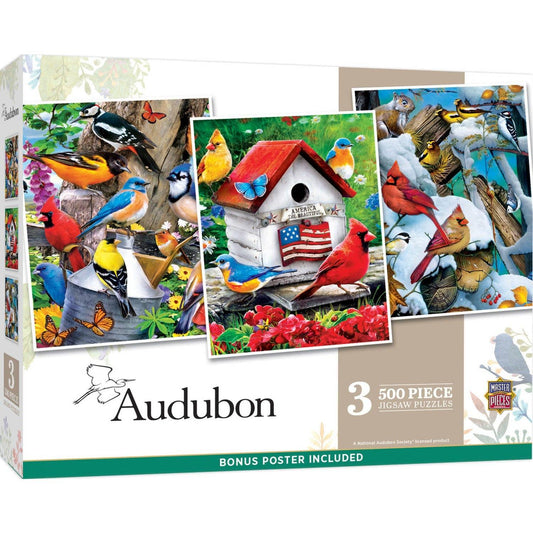 Audubon - 500 Piece Jigsaw Puzzles 3 Pack by Masterpieces - BIG FRENCHIES