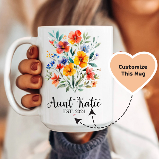 Auntie Floral Custom Mug - BIG FRENCHIES