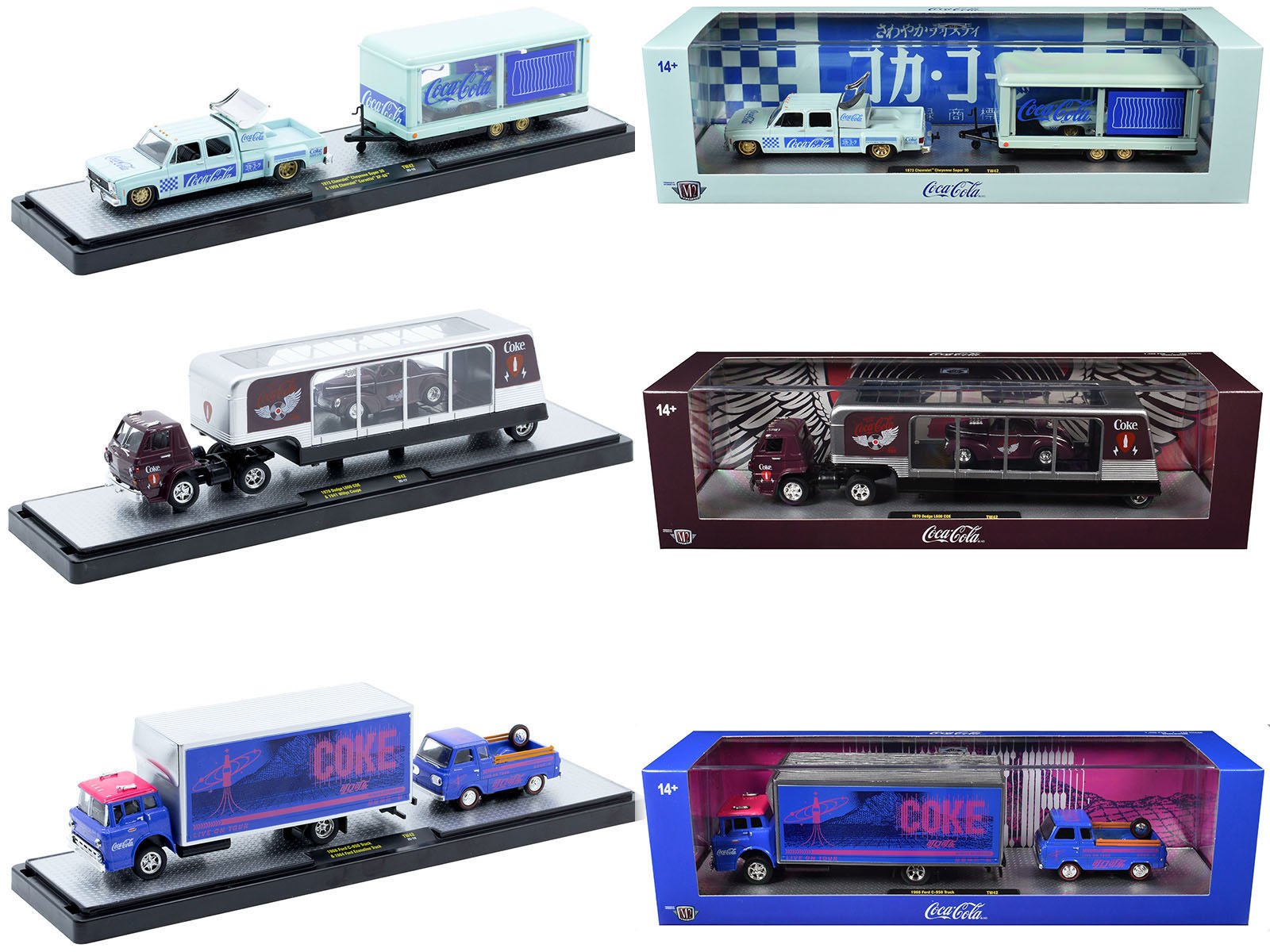 Auto Haulers "Coca-Cola" Set of 3 pieces Release 42 Limited Edition to 8200 pieces Worldwide 1/64 Diecast Models by M2 Machines  free shipping USA