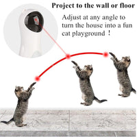 Automatic Cat Toys Teaser Interactive Smart Teasing Pet LED Laser Funny Handheld Mode Electronic Pet USB Charge Toys for Indoor Pet Auto On Off Silent Chase Laser Light Random Speed Pattern Active Cat Toys Hunting Exercise