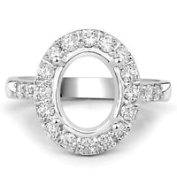 0.60 Carat Genuine White Diamond 14K White Gold Semi Mount Ring - holds 10x8mm Oval Gemstone