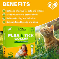 Flea & Tick Collar for Cats 6-Month Protection Essential Oil Repellent 1 Pack