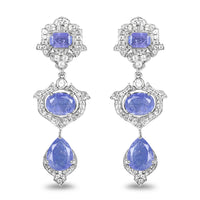 7.73 Carat Genuine Tanzanite and White Topaz .925 Sterling Silver Earrings