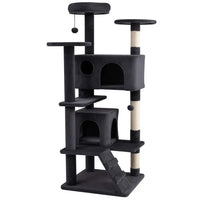 52" Tall Cat Tree Tower With Perches & Condos, Multi-Cat Playground With Scratching Posts (Dark Gray)