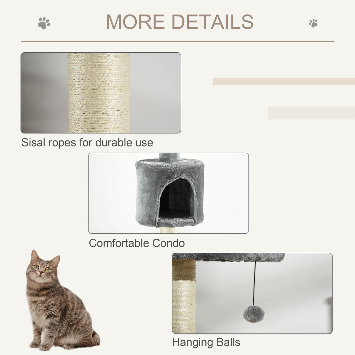100" Cat Tree Height Adjustable Floor-to-Ceiling 4-Tier Kitty Climbing Activity Center Condo Cat Toy with Scratching Pos