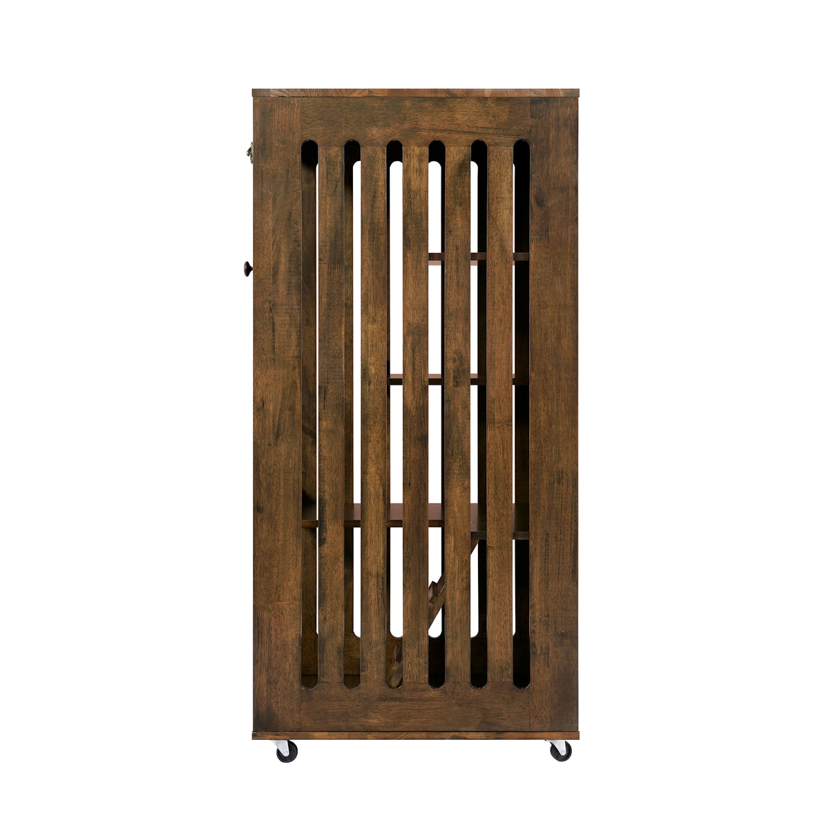 Basia Indoor Rubber Wood Cat Cabinet with Wheels, Ventilated Indoor Cat Condo with Multi-Level Shelves & Lockable Door, 