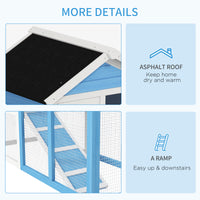48" Wooden Rabbit Hutch Bunny Cage with Waterproof Asphalt Roof, Fun Outdoor Run, Removable Tray and Ramp, for Rabbits, 