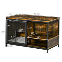 Wooden Cat Crate, Furniture Style Dog Cage, Puppy Kennel Indoor, End Table Pet House with Cushion and Sliding Doors, Rus
