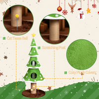 59in Large Tall Christmas Tree Cat Tower with 2 Cat Condos & Scratching Post, Soft Fleece Cat Tree with Teaser Toy & Stu