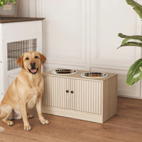 Elevated Dog Bowl, Large Feeding Dog Bowl Stand With 2 Stainless Steel Bowls, Storage Drawer, And Slow Feeder Mat.