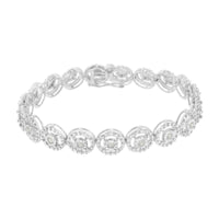 .925 Sterling Silver 1.0 Cttw Diamond Nested Circle Miracle Set Open Wheel 7" Fashion Link Bracelet (I-J Color, I3 Clarity)