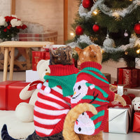2 Patterns 4 Sizes Option-- 1Pc Pet Christmas Turtleneck Sweater Dog Cat Christmas Clothes Snowman Stripes Costume Winte