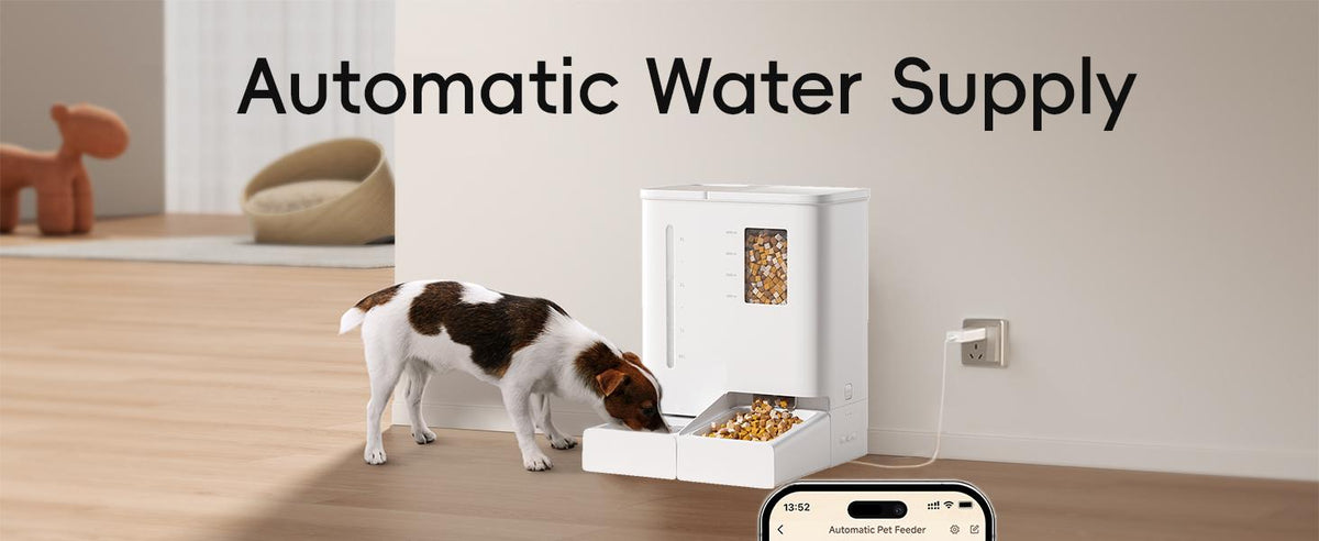Waithem WiFi Automatic Pet Feeder & Waterer 2-in-1 Set App-Controlled, 2-Week Capacity, Detachable &Washable, Moisture-P