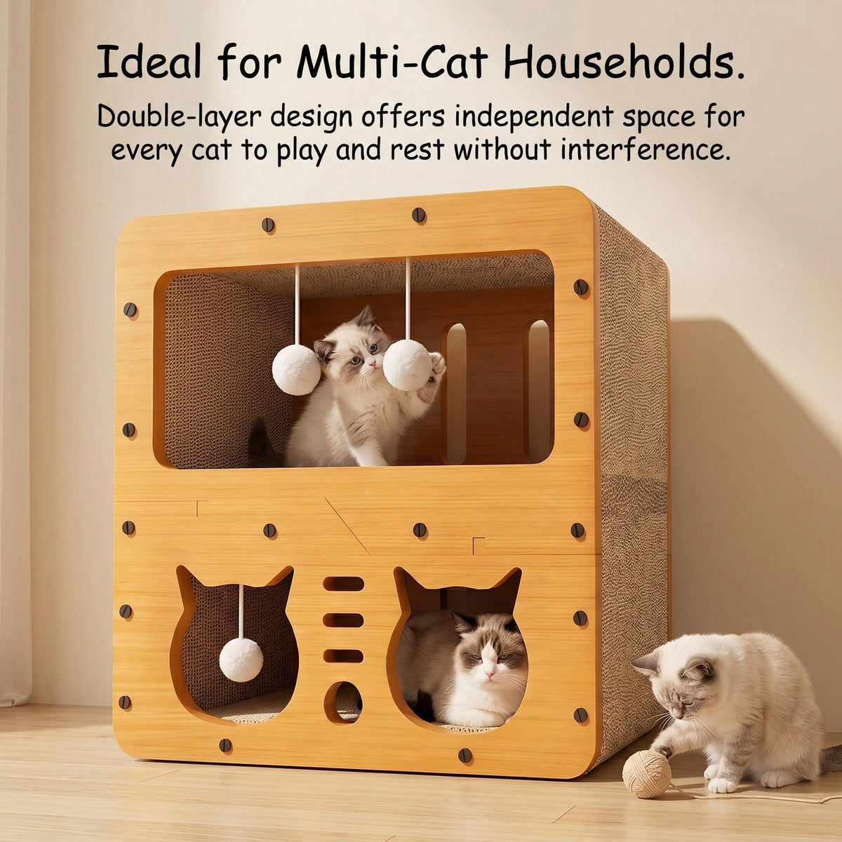 2 Styles Double Layer Cat Scratcher House Multifunctional Corrugated Paper Cat Nest Villa Large Space Cat Cave Bed With 