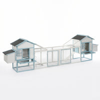 Large Wooden Chicken Coop with Double Nesting Boxes, Outdoor Walk-In Chicken Run with Waterproof Asphalt Roof, Fir Wood 