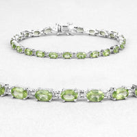 8.61 Carat Genuine Peridot .925 Sterling Silver Bracelet