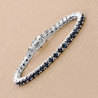 8.36 Carat Genuine Blue Sapphire .925 Sterling Silver Bracelet