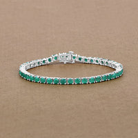7.48 Carat Genuine Emerald .925 Sterling Silver Bracelet