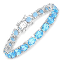 35.20 Carat Genuine Swiss Blue Topaz .925 Sterling Silver Bracelet