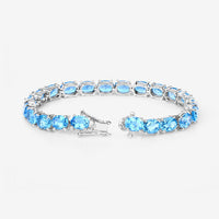 35.20 Carat Genuine Swiss Blue Topaz .925 Sterling Silver Bracelet