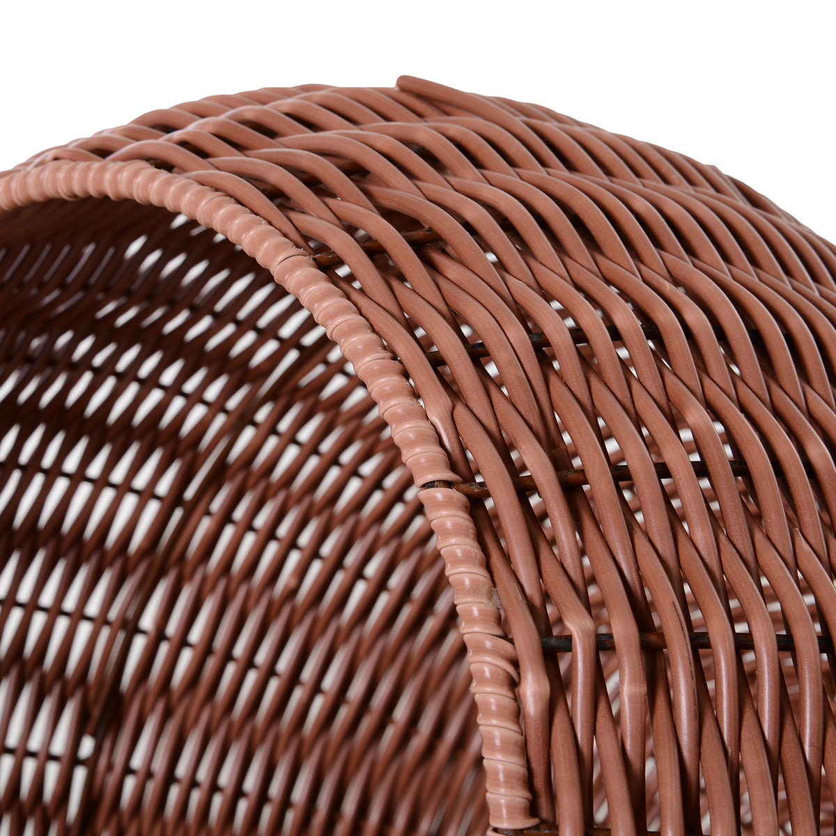 Elevated Cat Bed with Rotatable Egg Chair Pod, Cat Basket Bed with Thick Cushion, Natural Mat Grass Woven Kitty House, B
