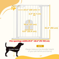 30"-41" Extra Wide Pet Gate Barrier with Small Door, 35"H Dog Gate with Safety Gate Barrier, Stair Pressure Fit, White