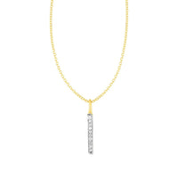 14k Yellow Gold Bar Pendant with Diamonds