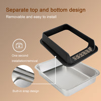 Oversized Stainless Steel Litter Box, Semi-enclosed Splash-proof And Leak-proof Design, Removable Lid, Suitable For Big 