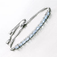 2.20 Carat Genuine Aquamarine .925 Sterling Silver Bracelet