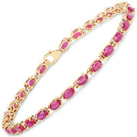 14K Yellow Gold Plated 7.00 Carat Glass Filled Ruby .925 Sterling Silver Bracelet