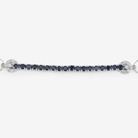 2.41 Carat Genuine Blue Sapphire and White Zircon .925 Sterling Silver Bracelet