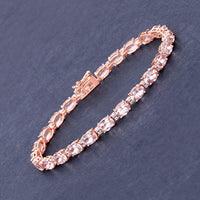 8.95 Carat Genuine Morganite and White Diamond 14K Rose Gold Bracelet